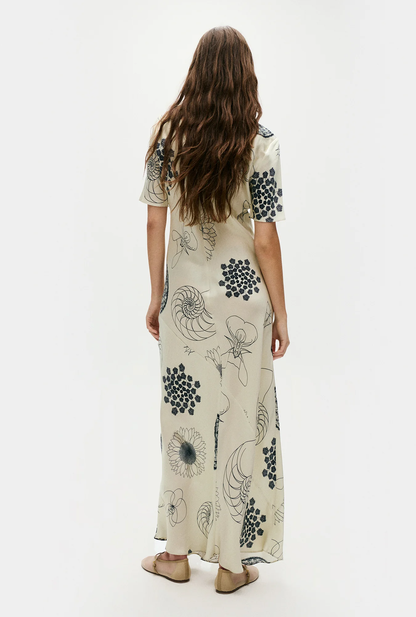 Short Sleeve Bias Dress Fibonacci Off-White - Image 4