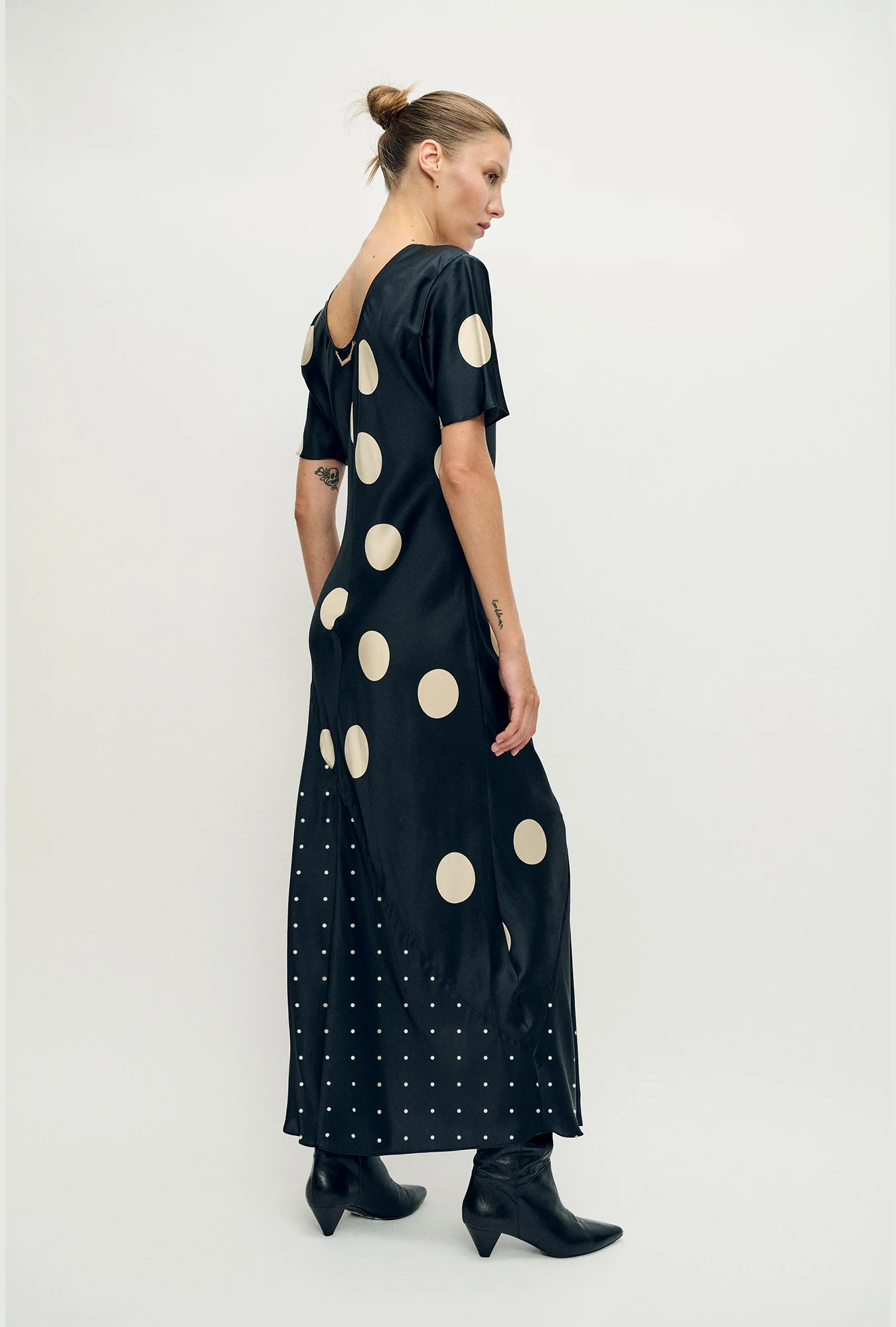 Short Sleeve Bias Dress Polka Mix - Image 3