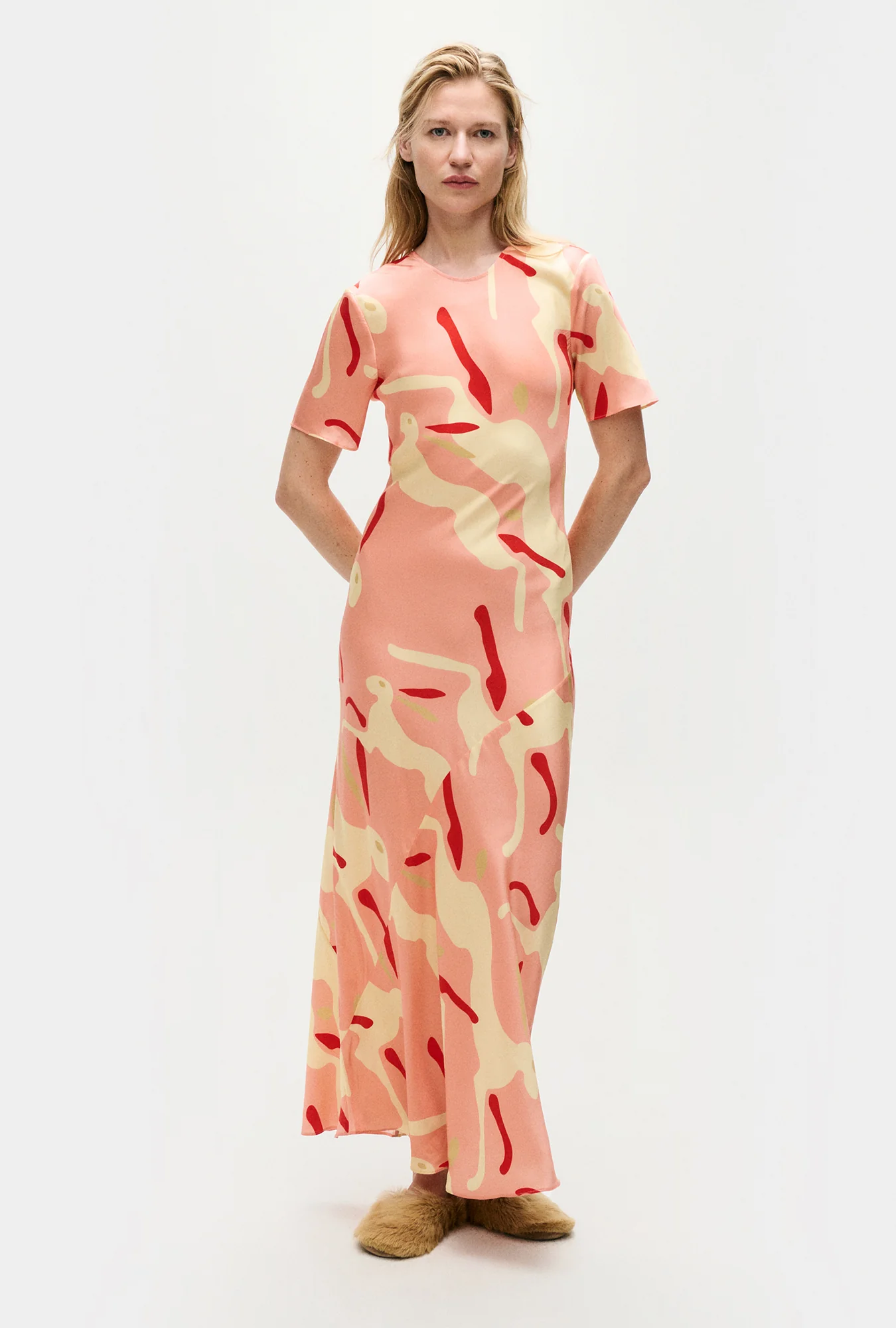 Short Sleeve Bias Dress Rabbit Amaranth - Image 2