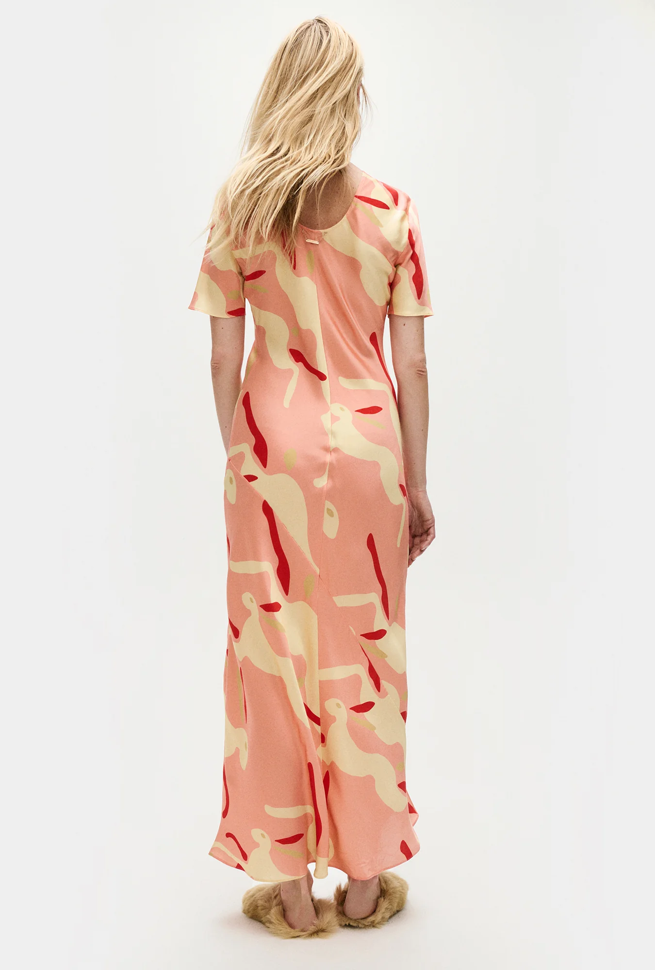 Short Sleeve Bias Dress Rabbit Amaranth - Image 4