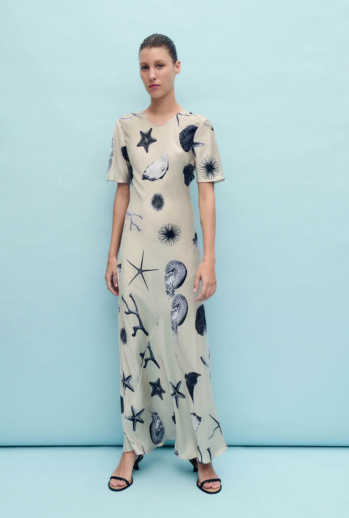 Short Sleeve Bias Dress Seashells - Image 2