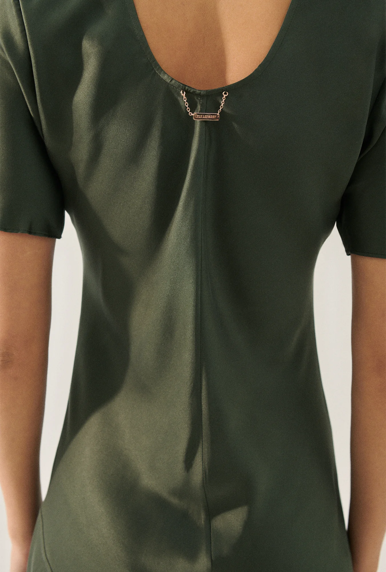 Short Sleeve Bias Dress Thyme - Image 4