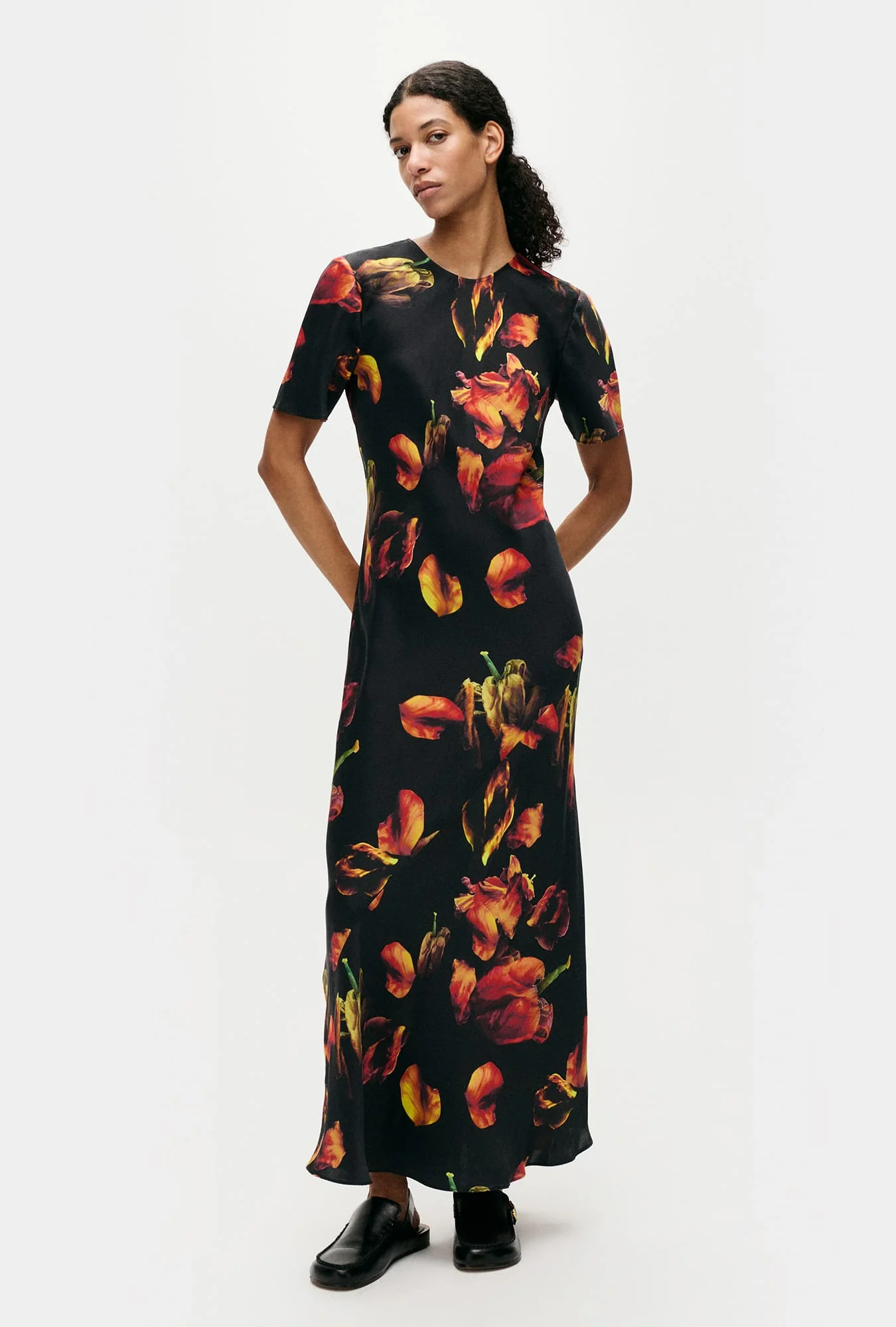 Short Sleeve Bias Dress Tulipa Black - Image 2