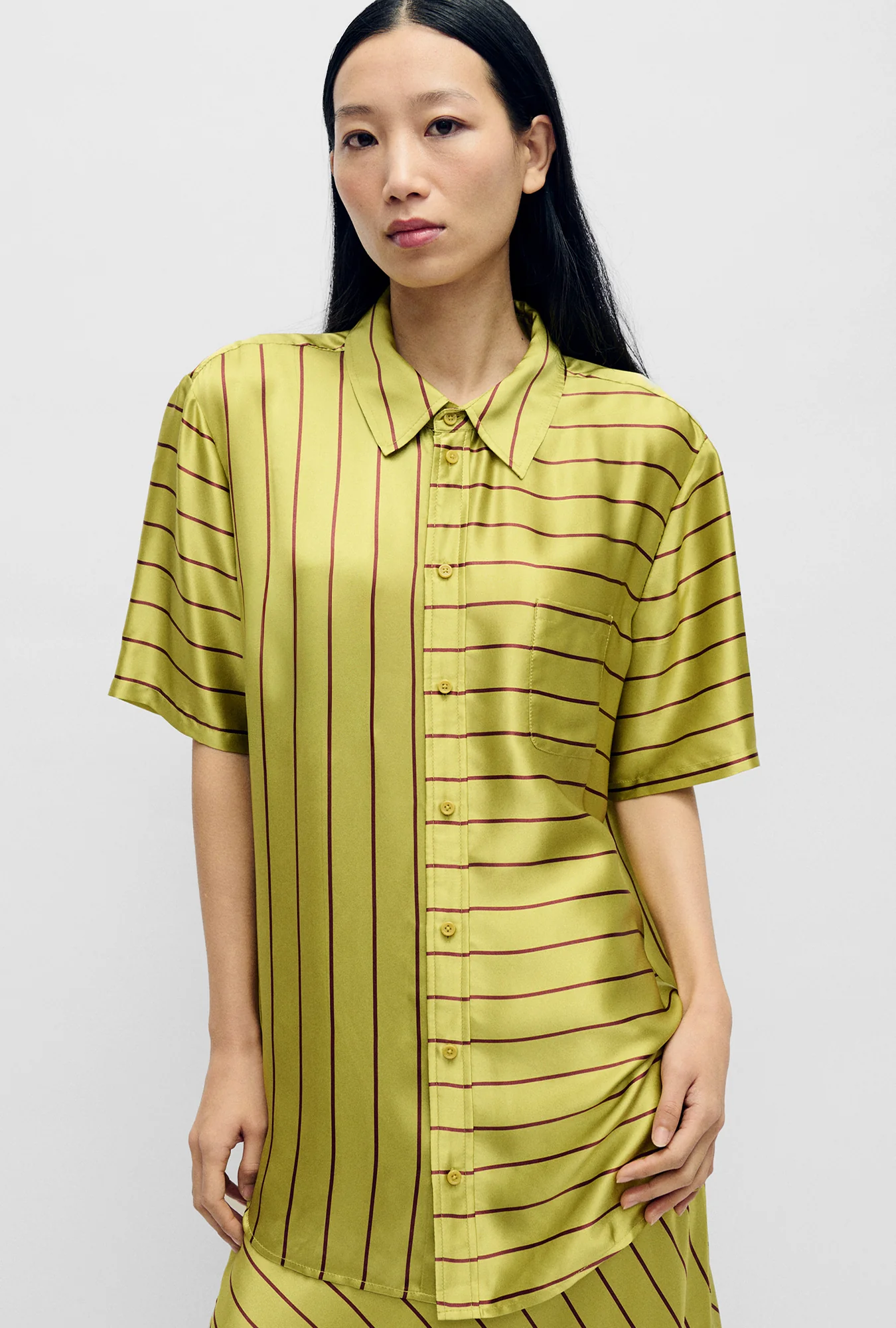 Short Sleeve Boyfriend Shirt Cactus Stripe - Image 2