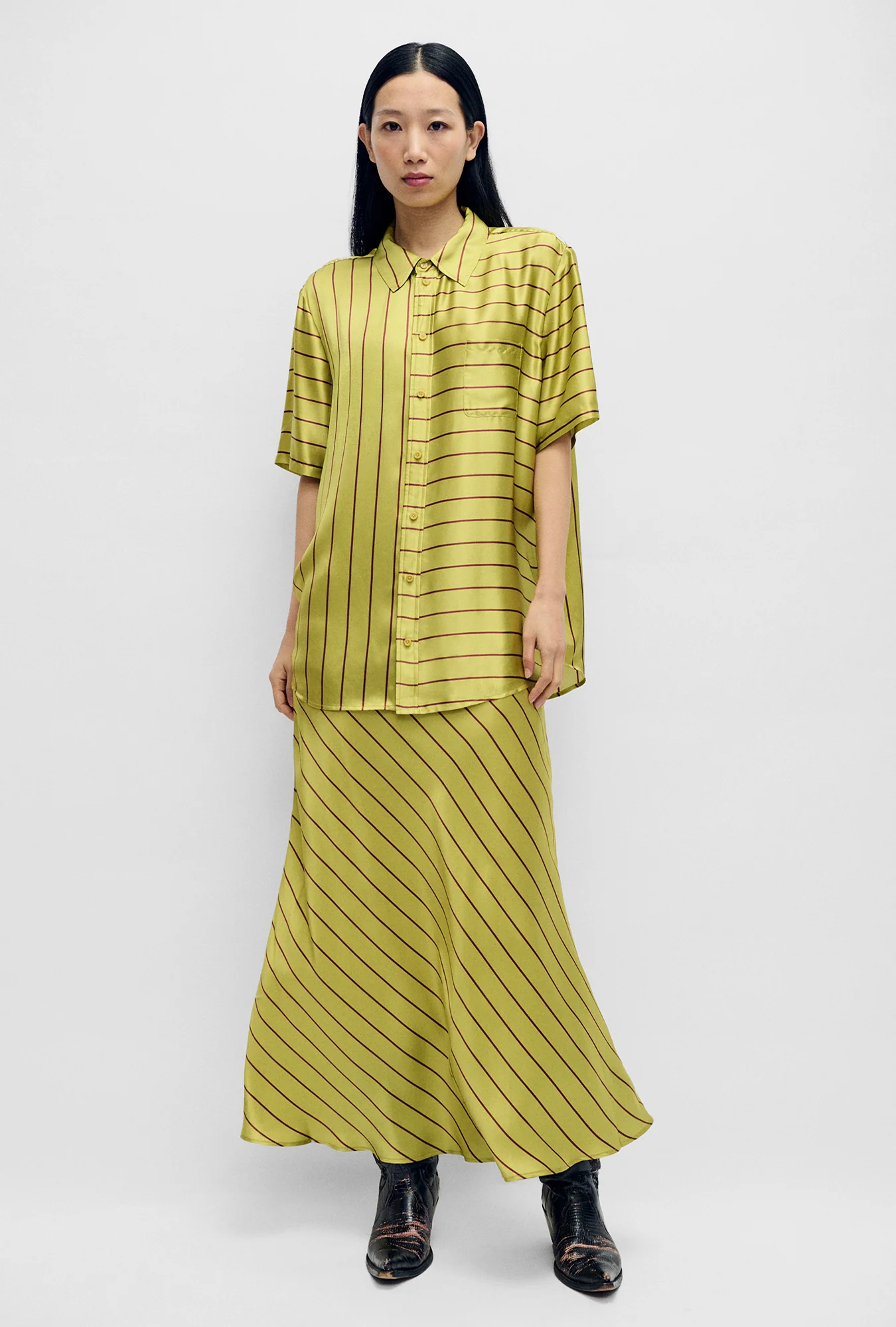 Short Sleeve Boyfriend Shirt Cactus Stripe - Image 3
