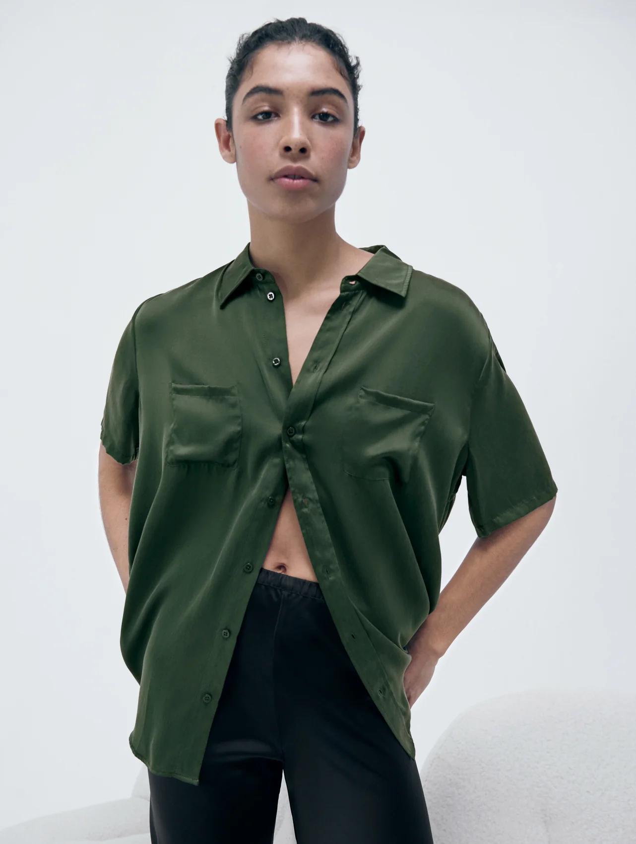 Short Sleeve Boyfriend Shirt Cedar - Image 3