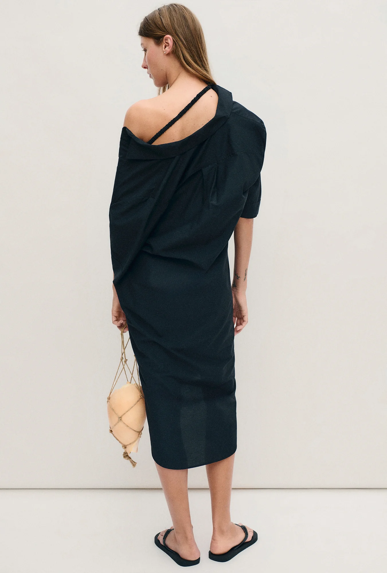 Short Sleeve Boyfriend Shirt Dress Black - Image 3