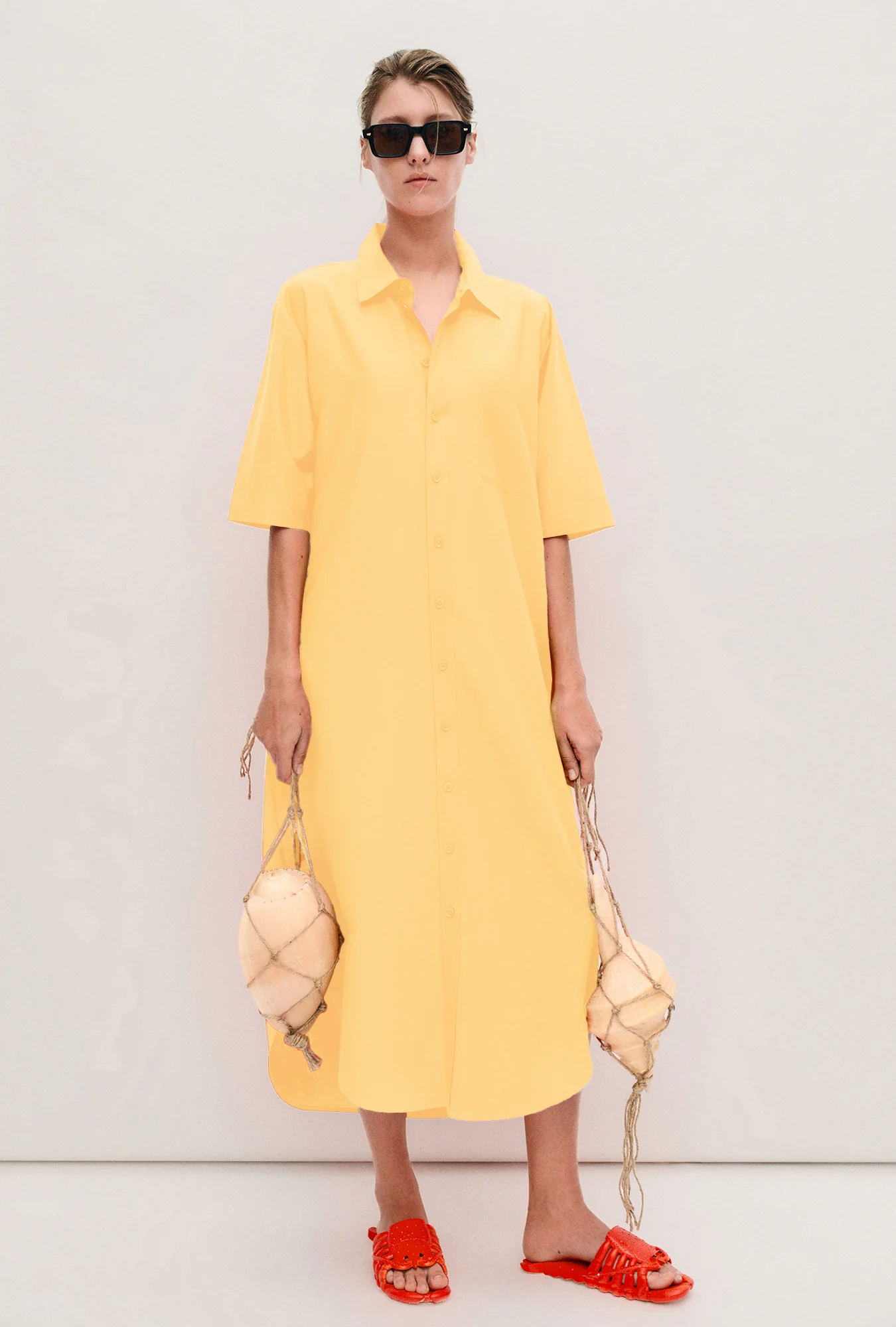 Short Sleeve Boyfriend Shirt Dress Margarita - Image 2