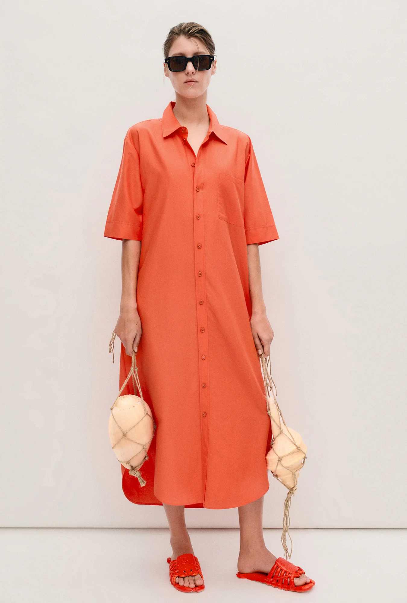 Short Sleeve Boyfriend Shirt Dress Snapper - Image 2