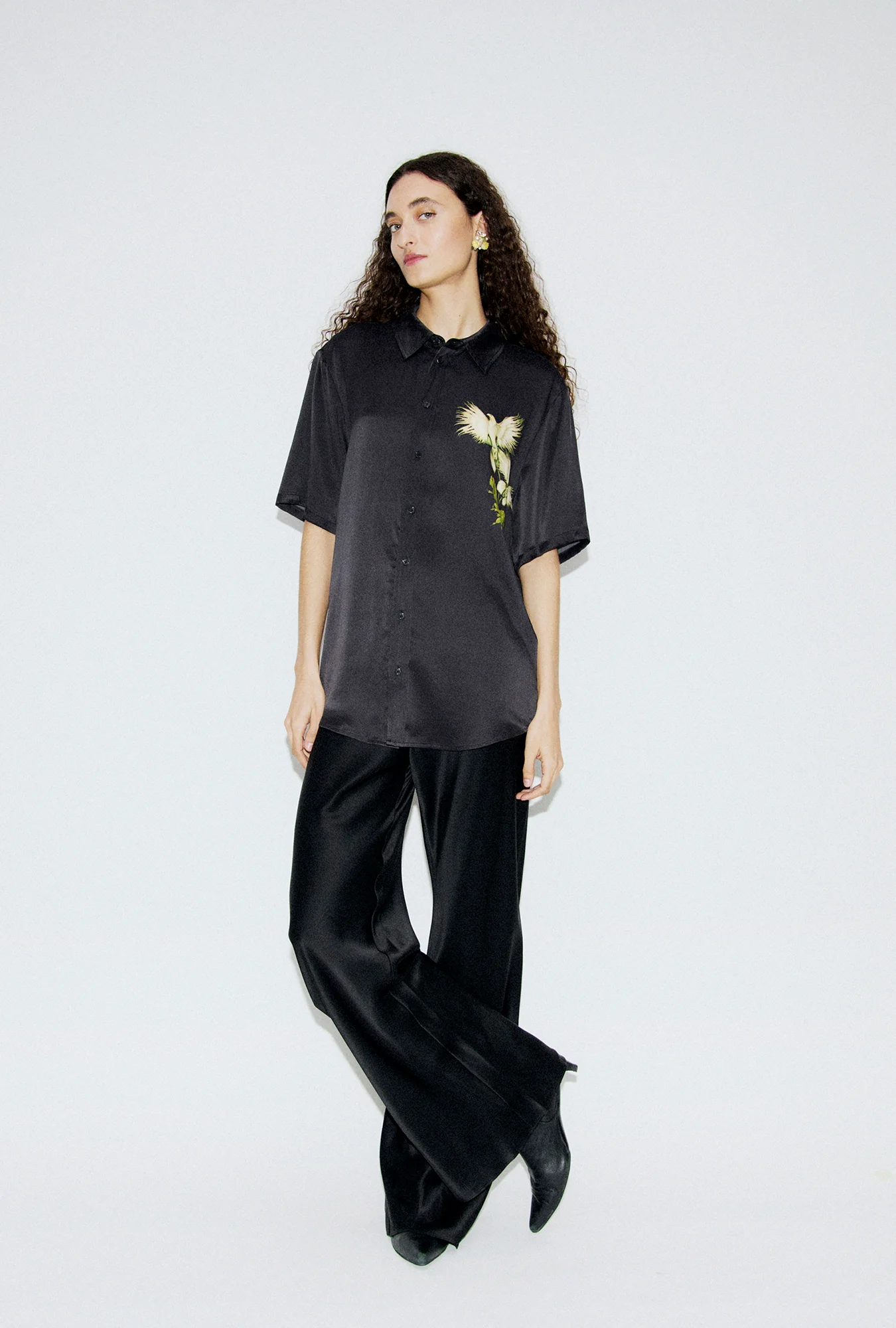 Short Sleeve Boyfriend Shirt Egret - Image 5