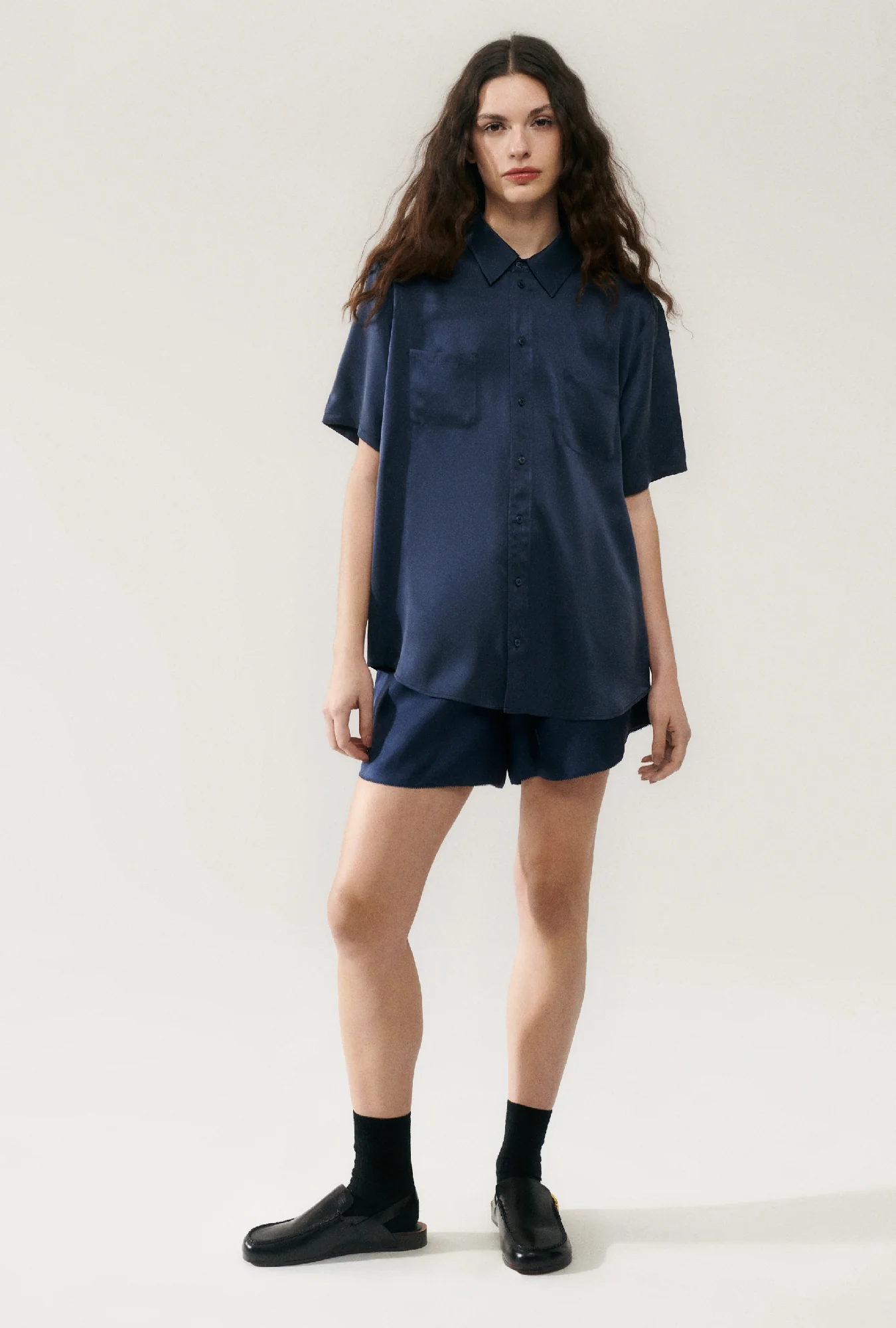 Short Sleeve Boyfriend Shirt Midnight - Image 2