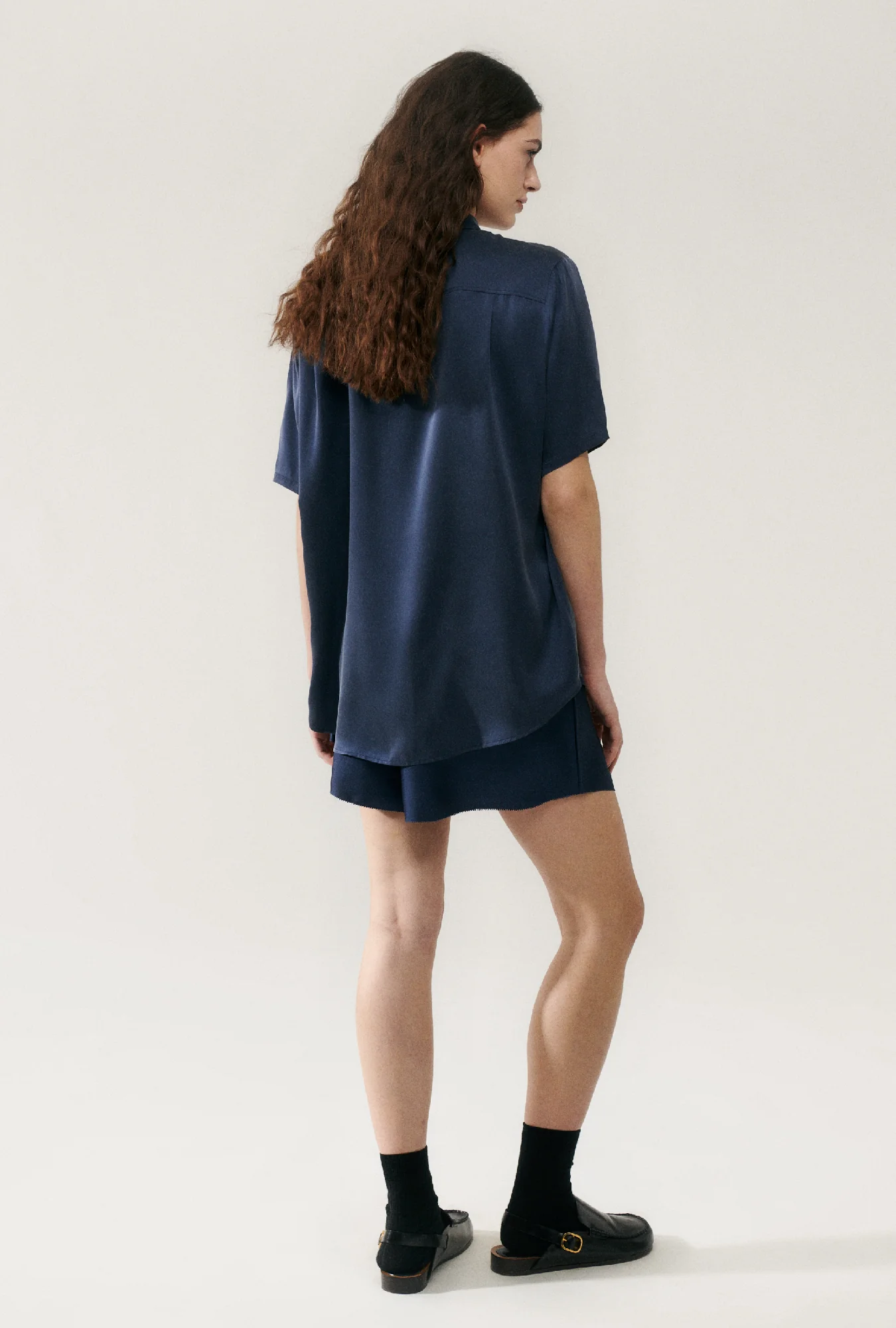Short Sleeve Boyfriend Shirt Midnight - Image 5