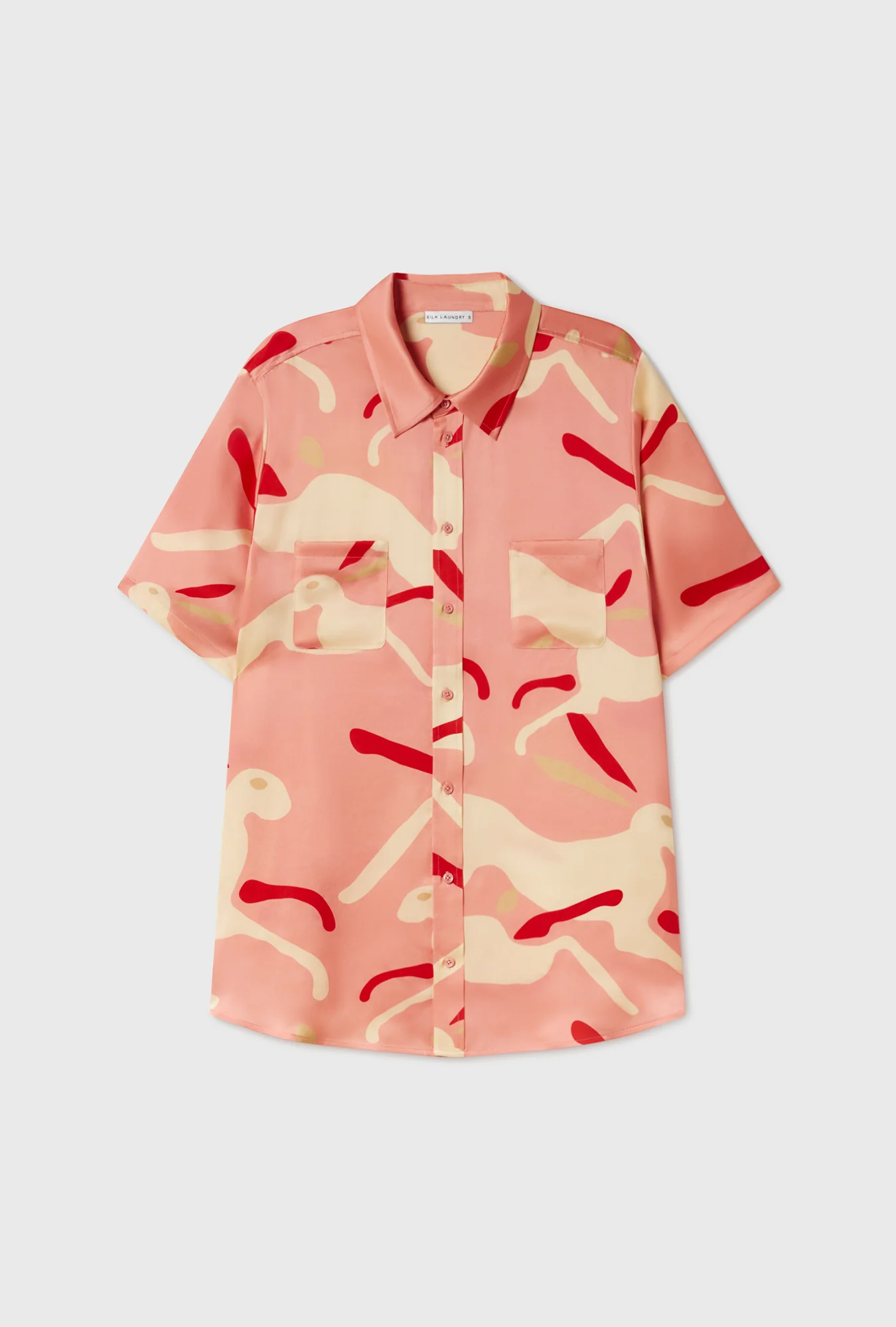 Short Sleeve Boyfriend Shirt Rabbit Amaranth