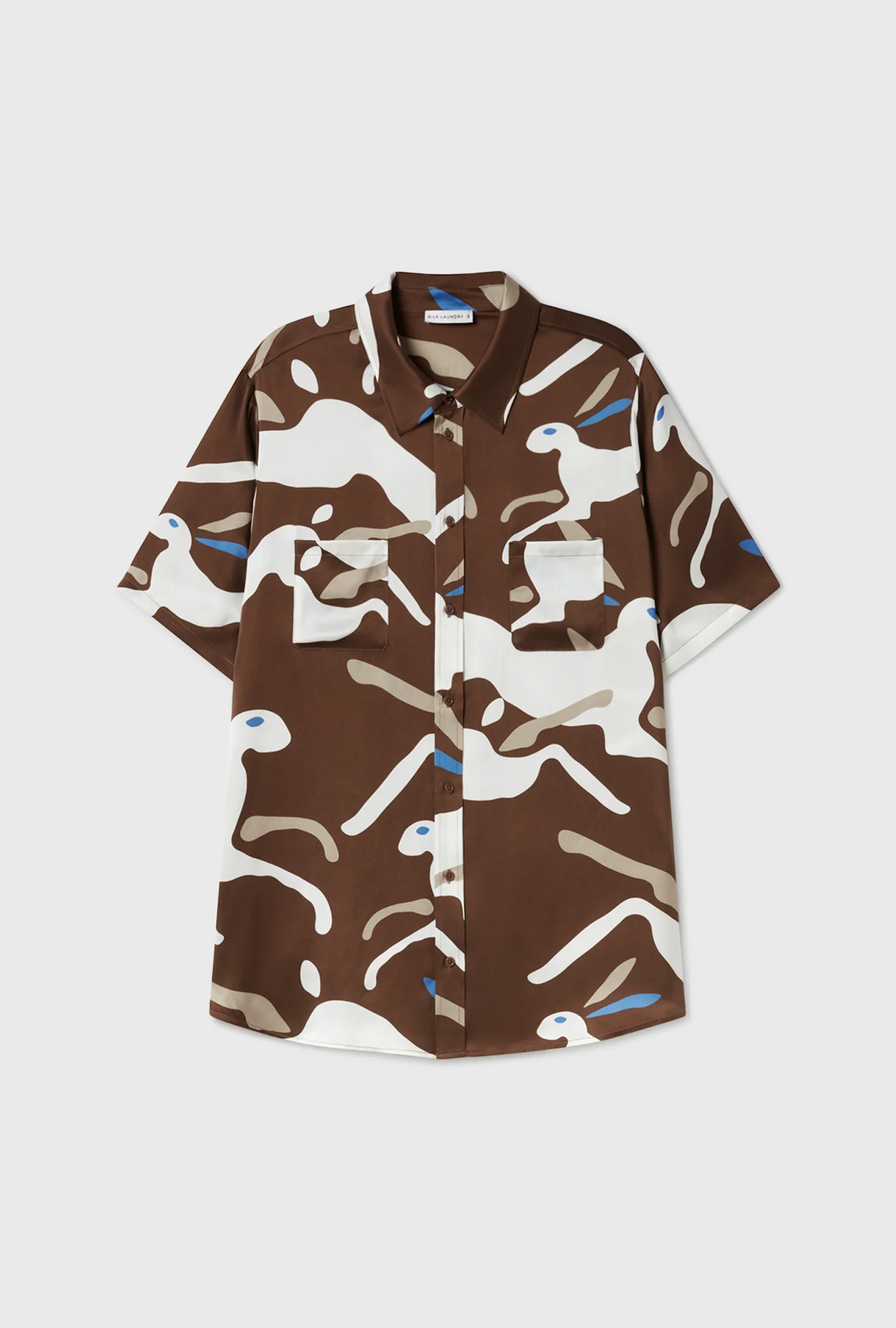 Short Sleeve Boyfriend Shirt Rabbit Dark Earth
