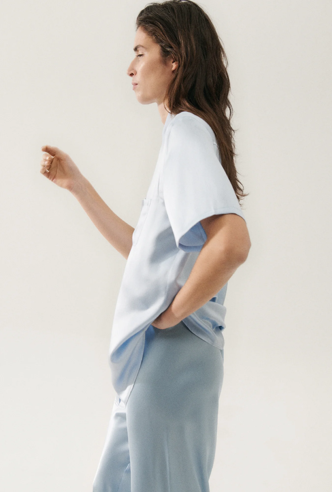 Short Sleeve Boyfriend Shirt Sky - Image 5