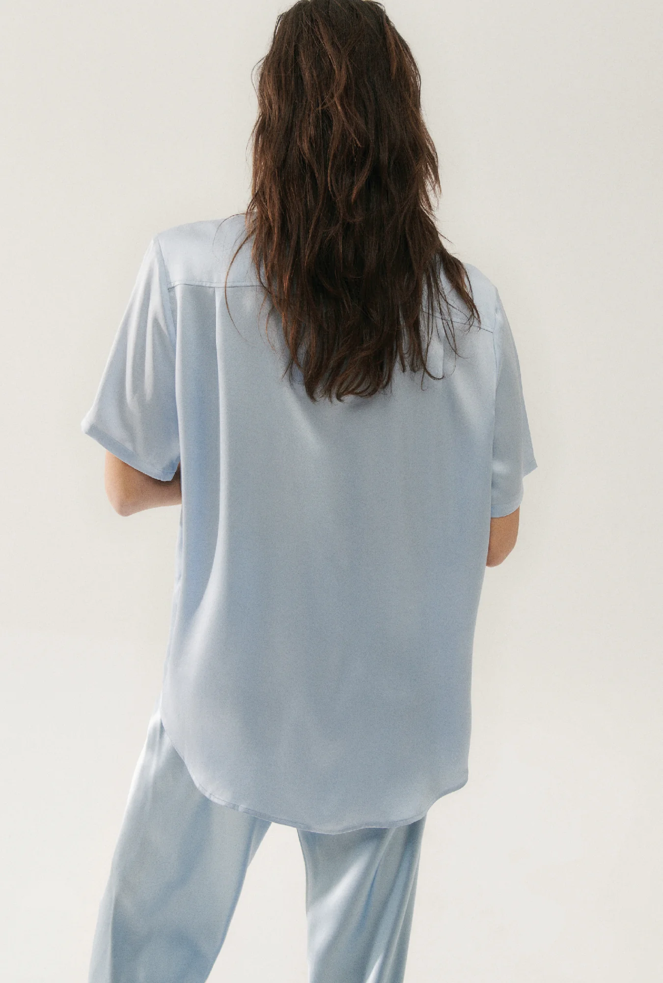 Short Sleeve Boyfriend Shirt Sky - Image 6