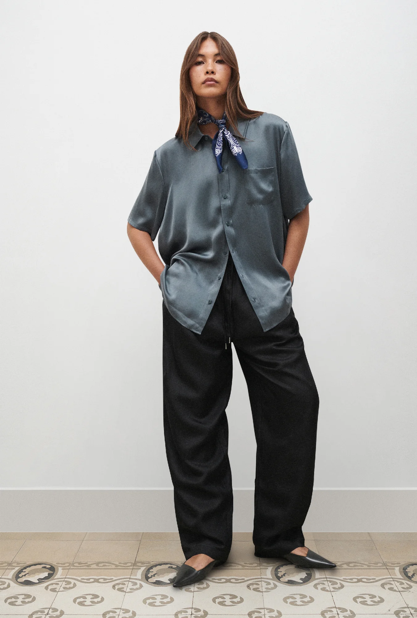 Short Sleeve Boyfriend Shirt Slate - Image 2