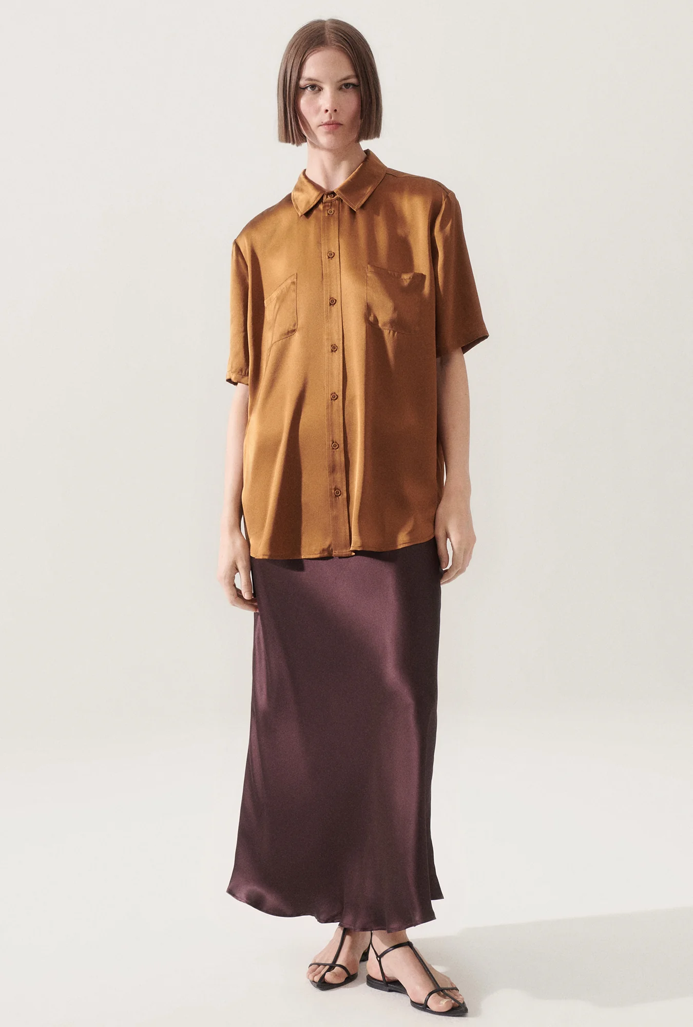 Short Sleeve Boyfriend Shirt Van Dyke Brown - Image 2