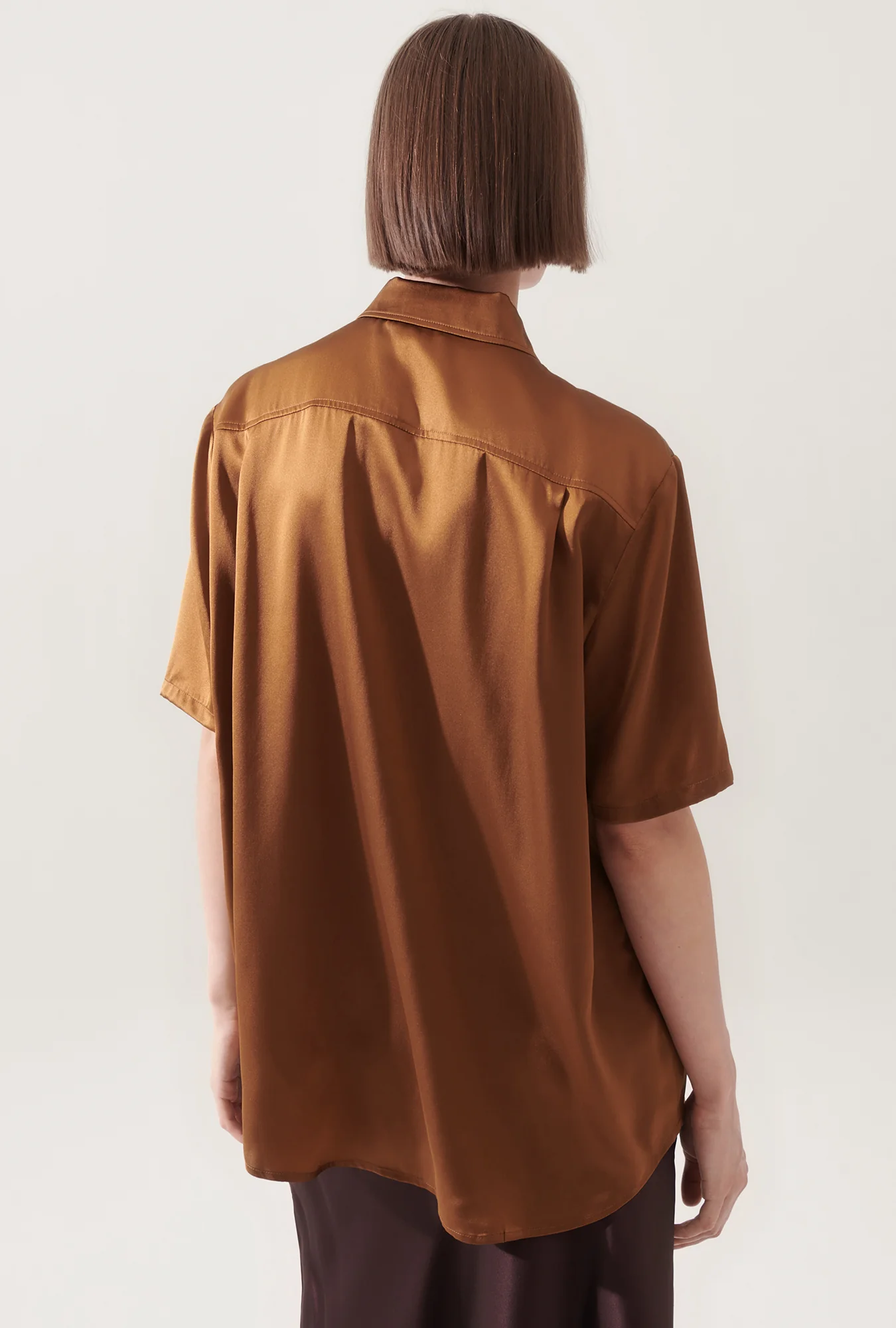 Short Sleeve Boyfriend Shirt Van Dyke Brown - Image 4