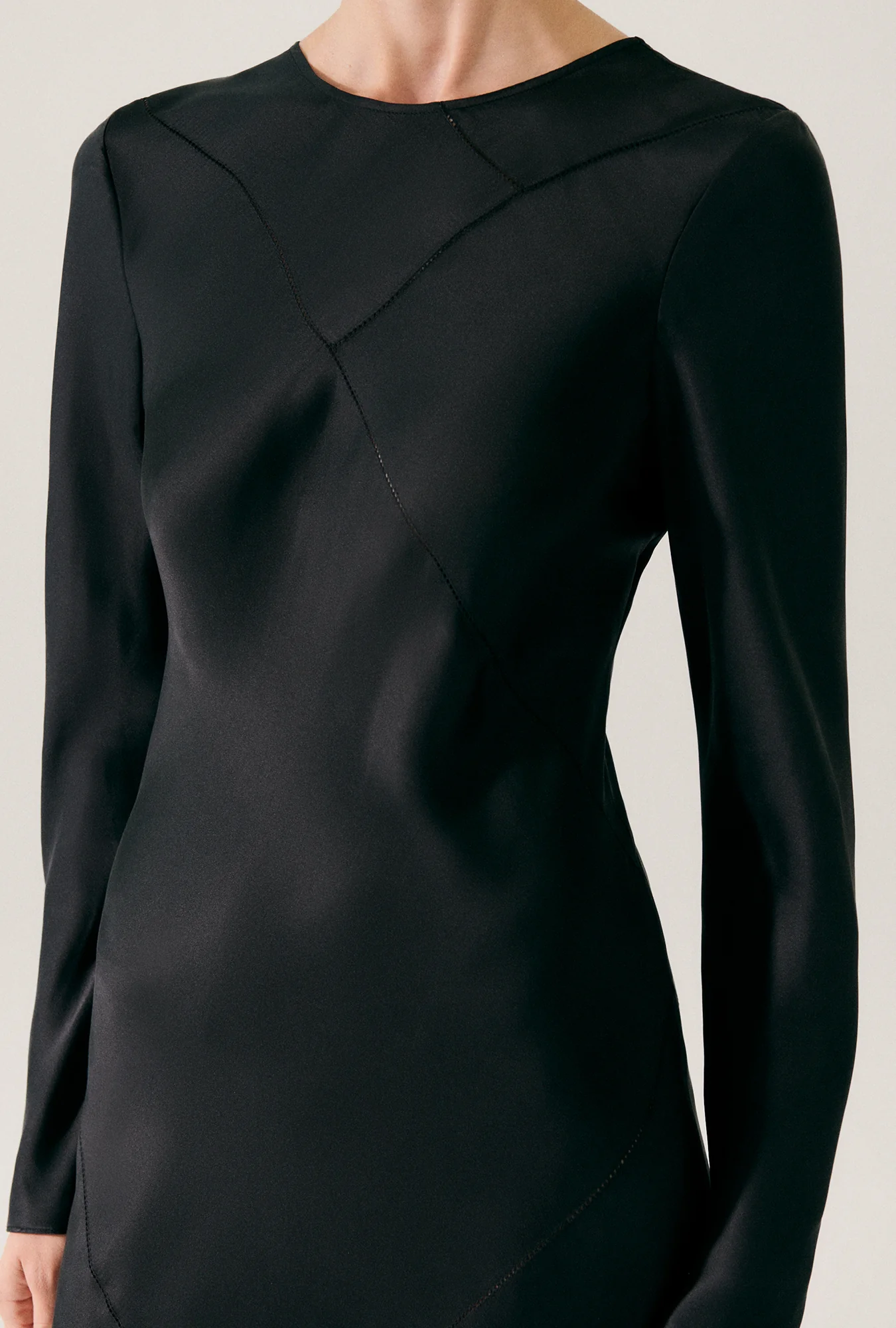 Splice Full Sleeve Bias Dress Black - Image 5