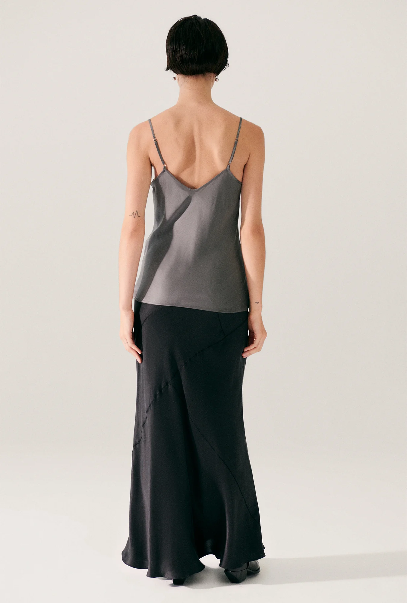Splice Long Bias Cut Skirt Black - Image 3