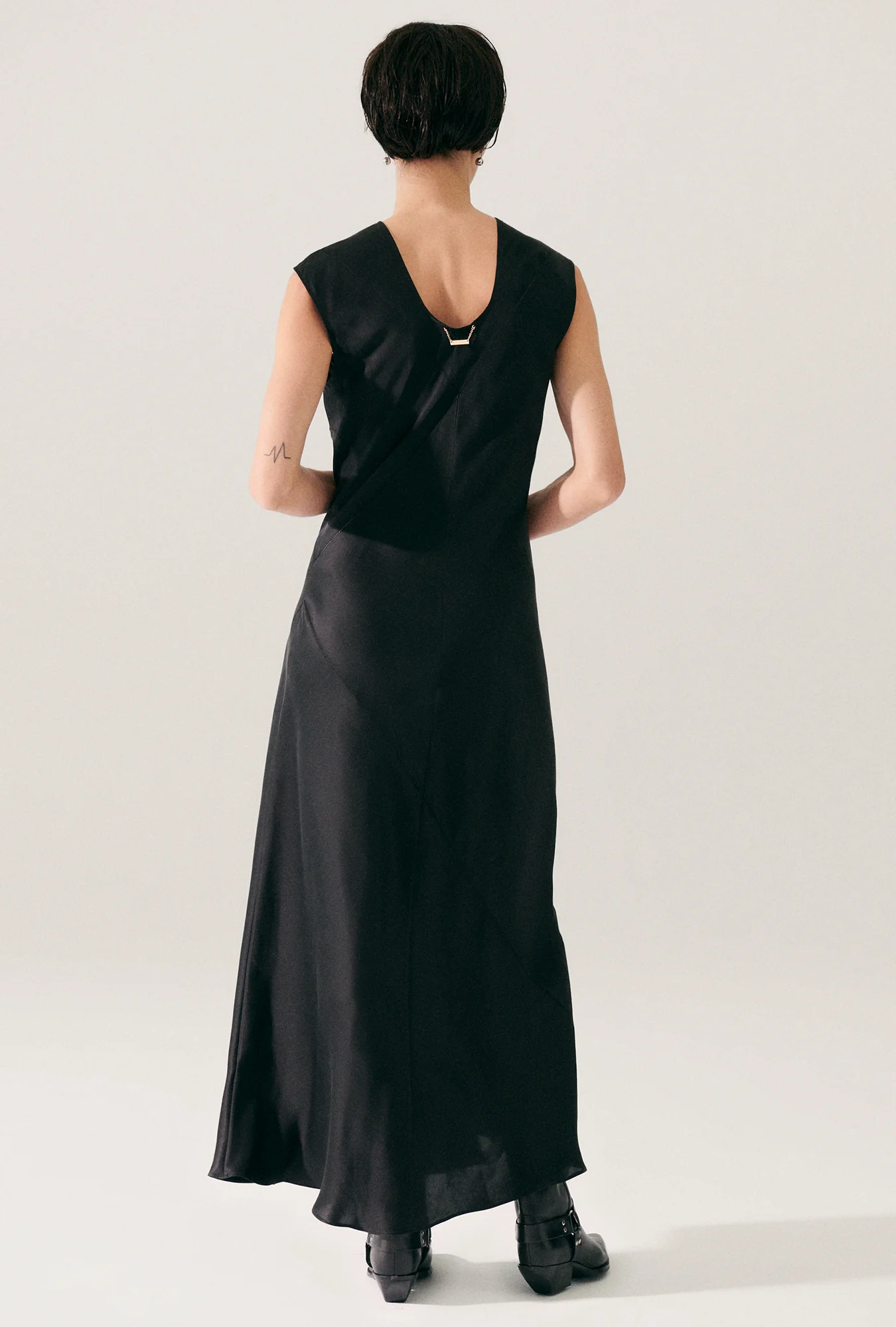 Splice Sleeveless Dress Black - Image 3