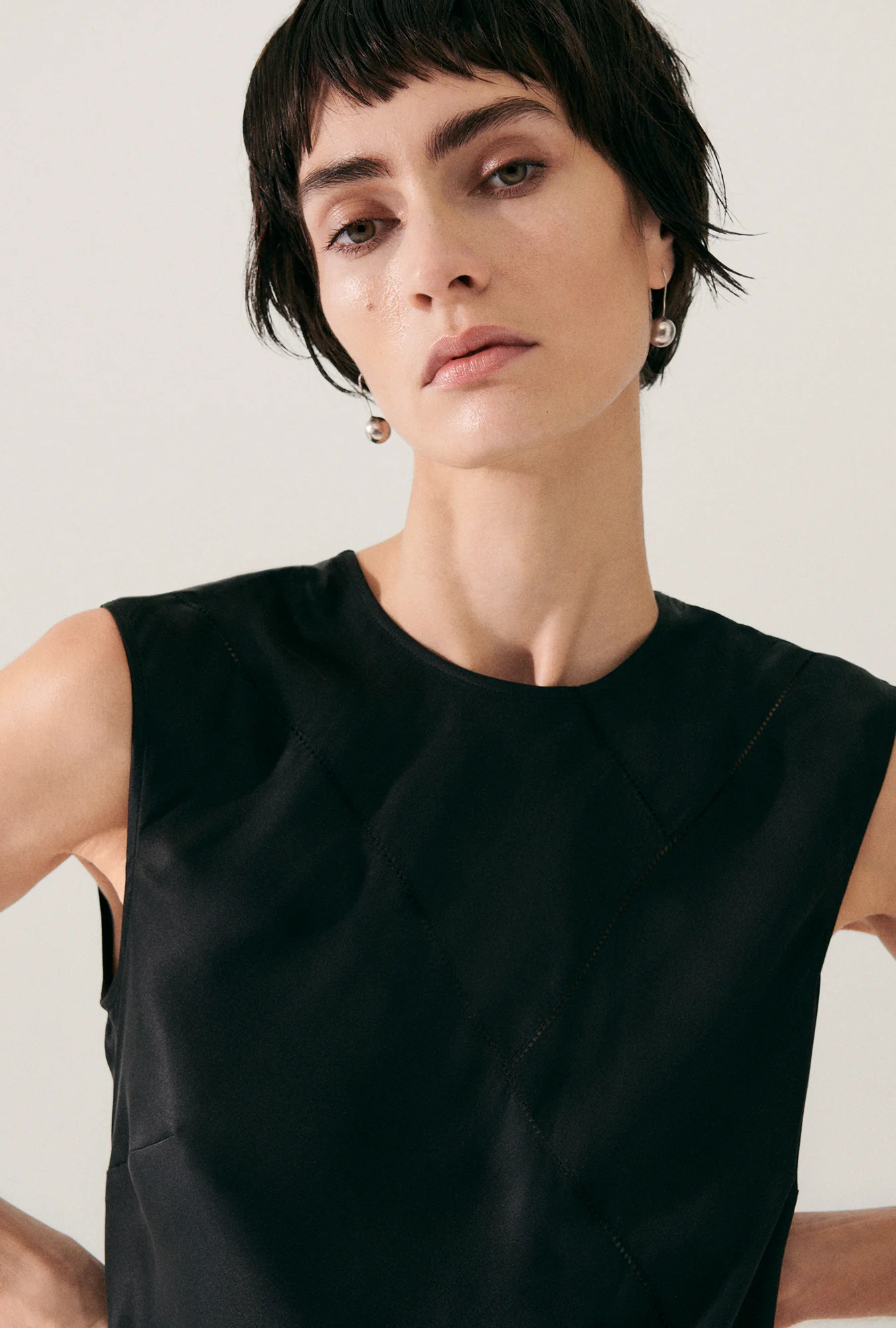 Splice Sleeveless Dress Black - Image 4