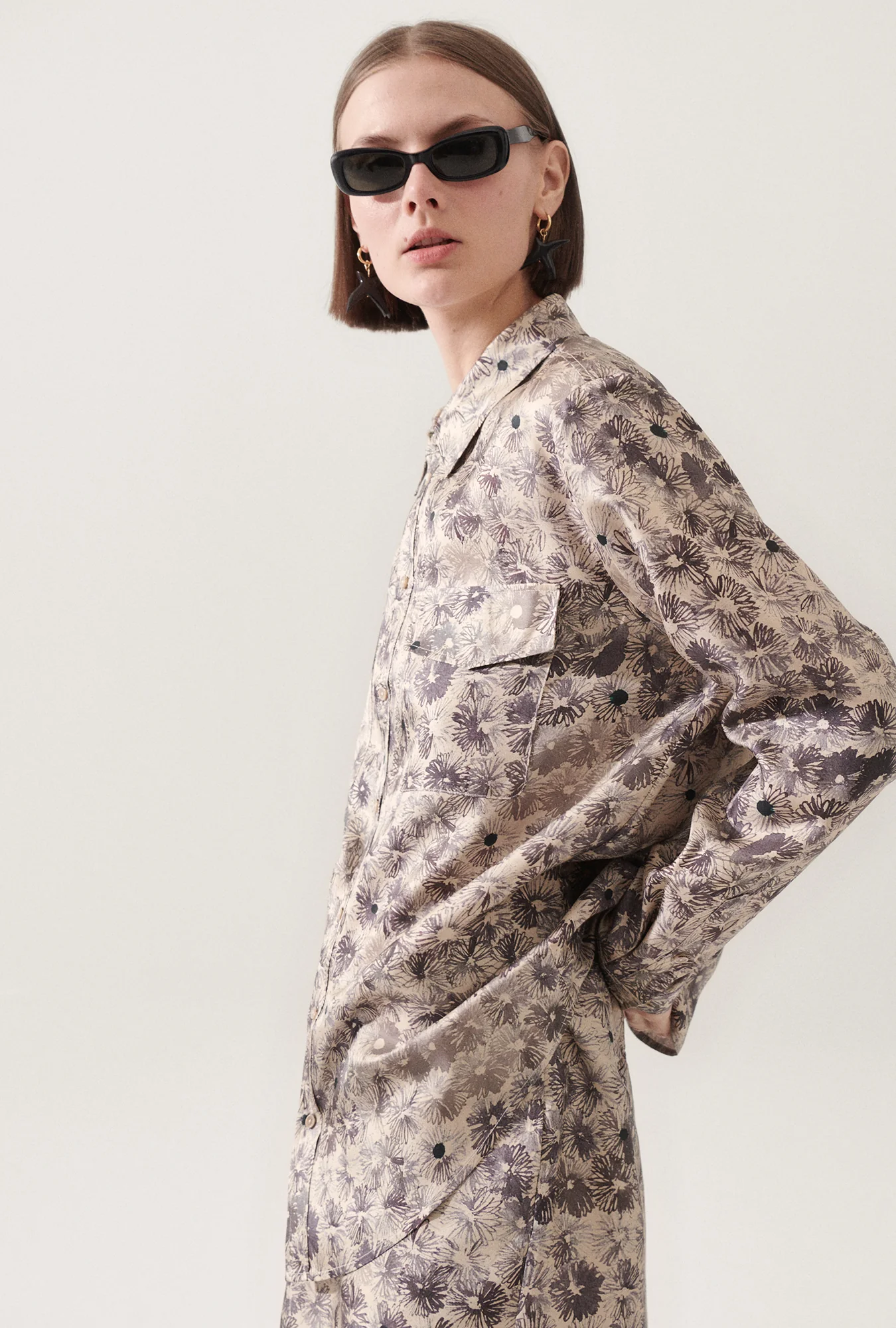 Twill Boyfriend Shirt Aster Floral - Image 4