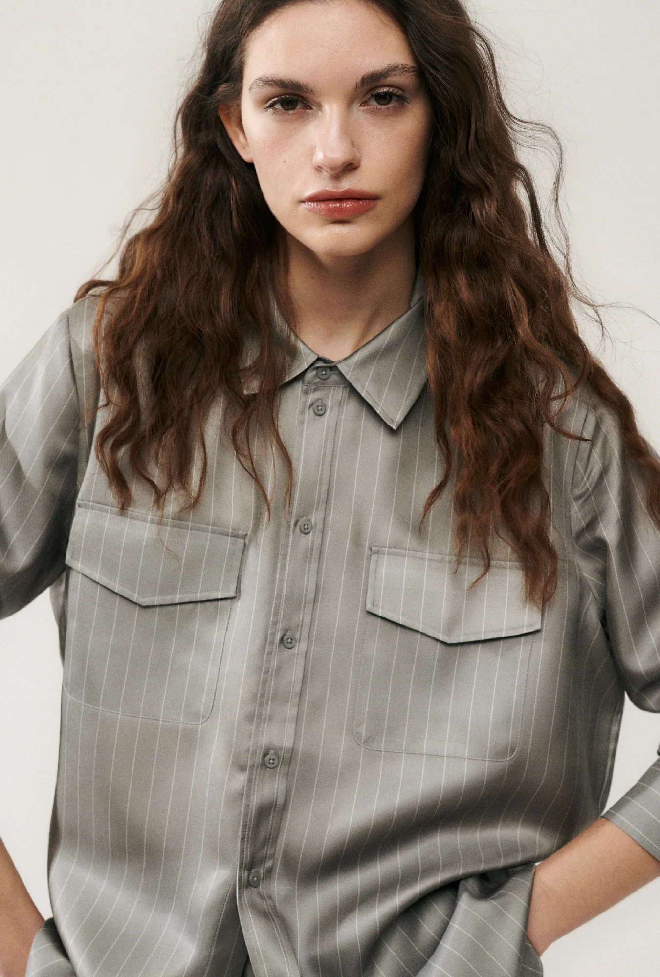 Twill Boyfriend Shirt Moon Pinstripe - Image 3