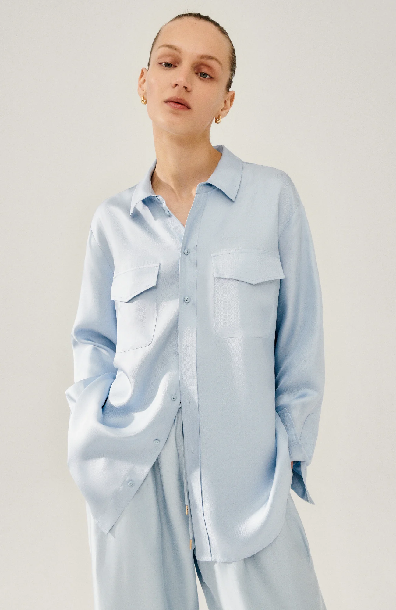 Twill Boyfriend Shirt Sky - Image 3