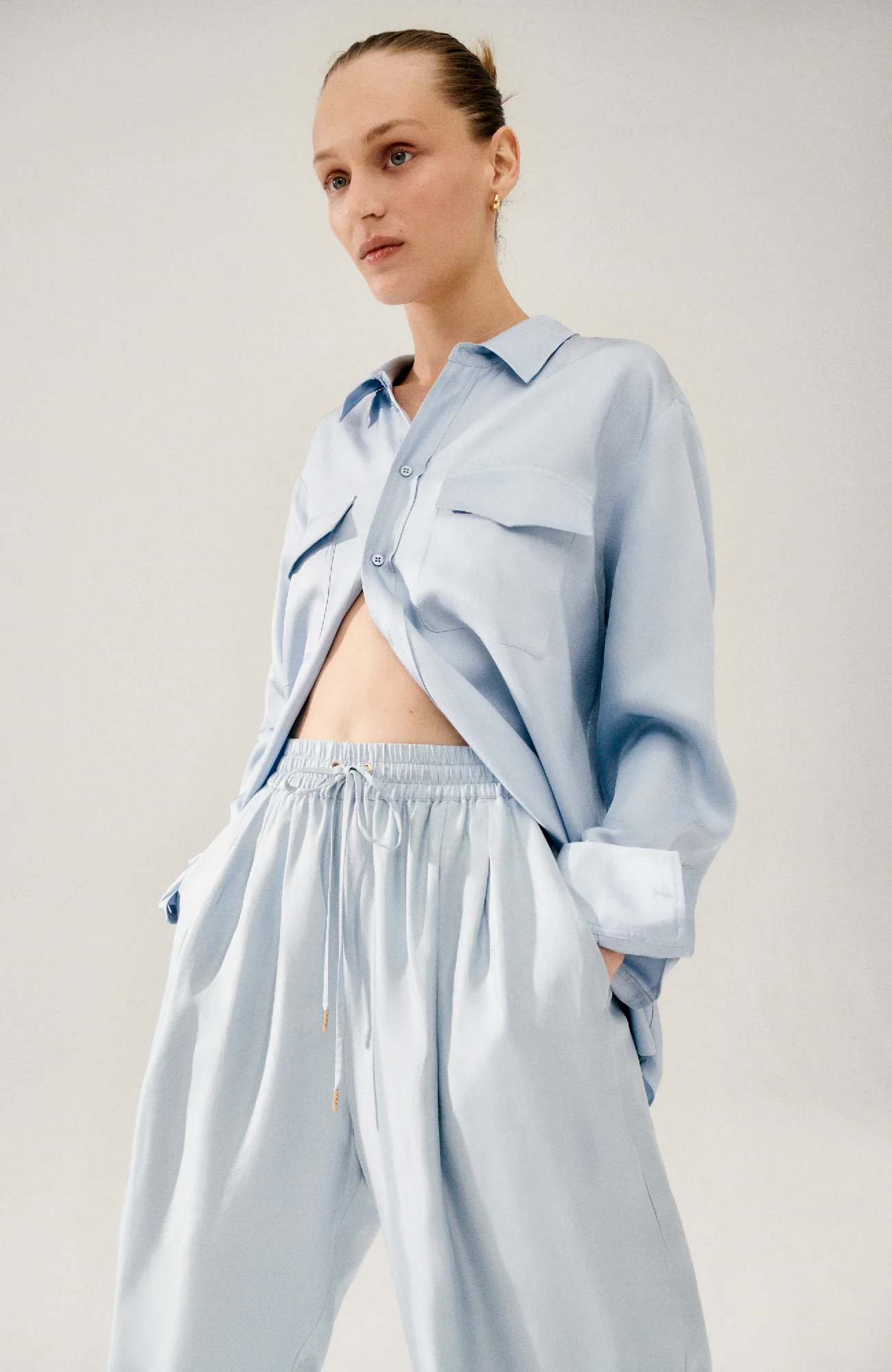 Twill Boyfriend Shirt Sky - Image 5