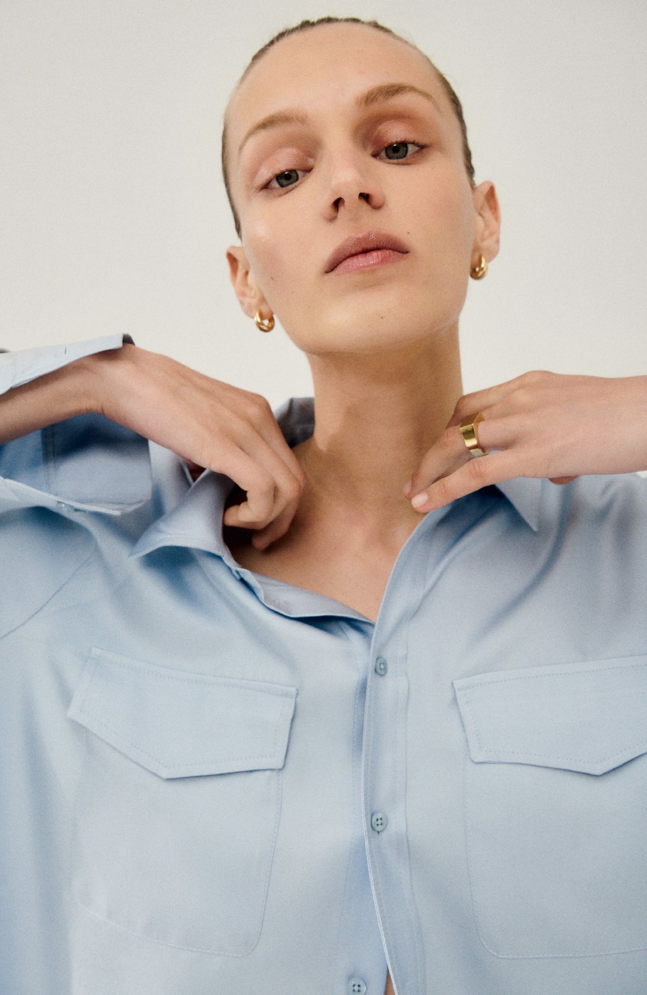 Twill Boyfriend Shirt Sky - Image 6
