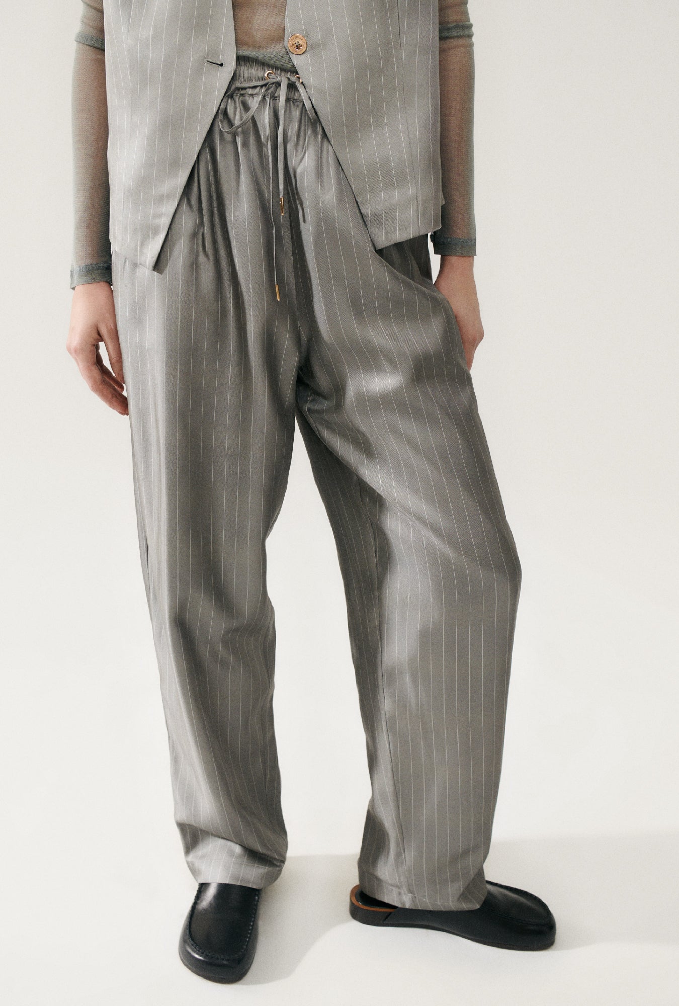 Twill Slouch Pants Moon Pinstripe - Image 5