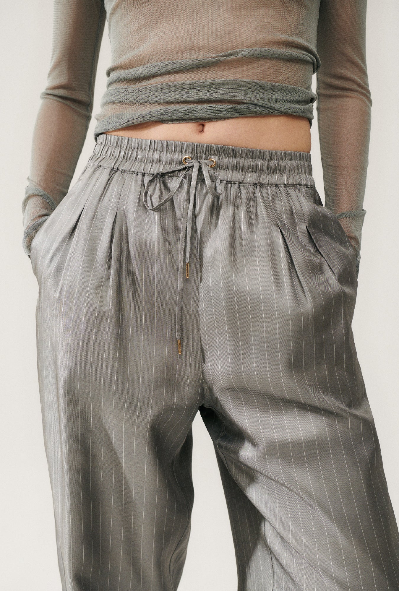 Twill Slouch Pants Moon Pinstripe - Image 6