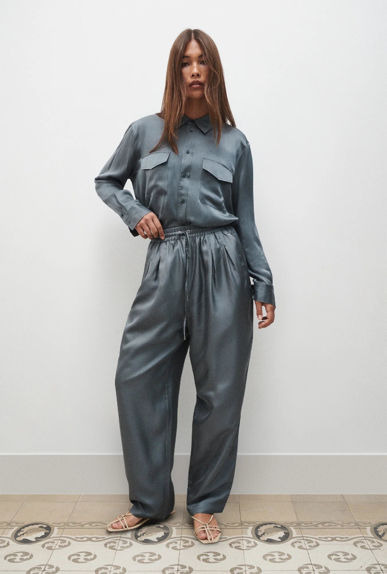 Twill Slouch Pants Slate - Image 2