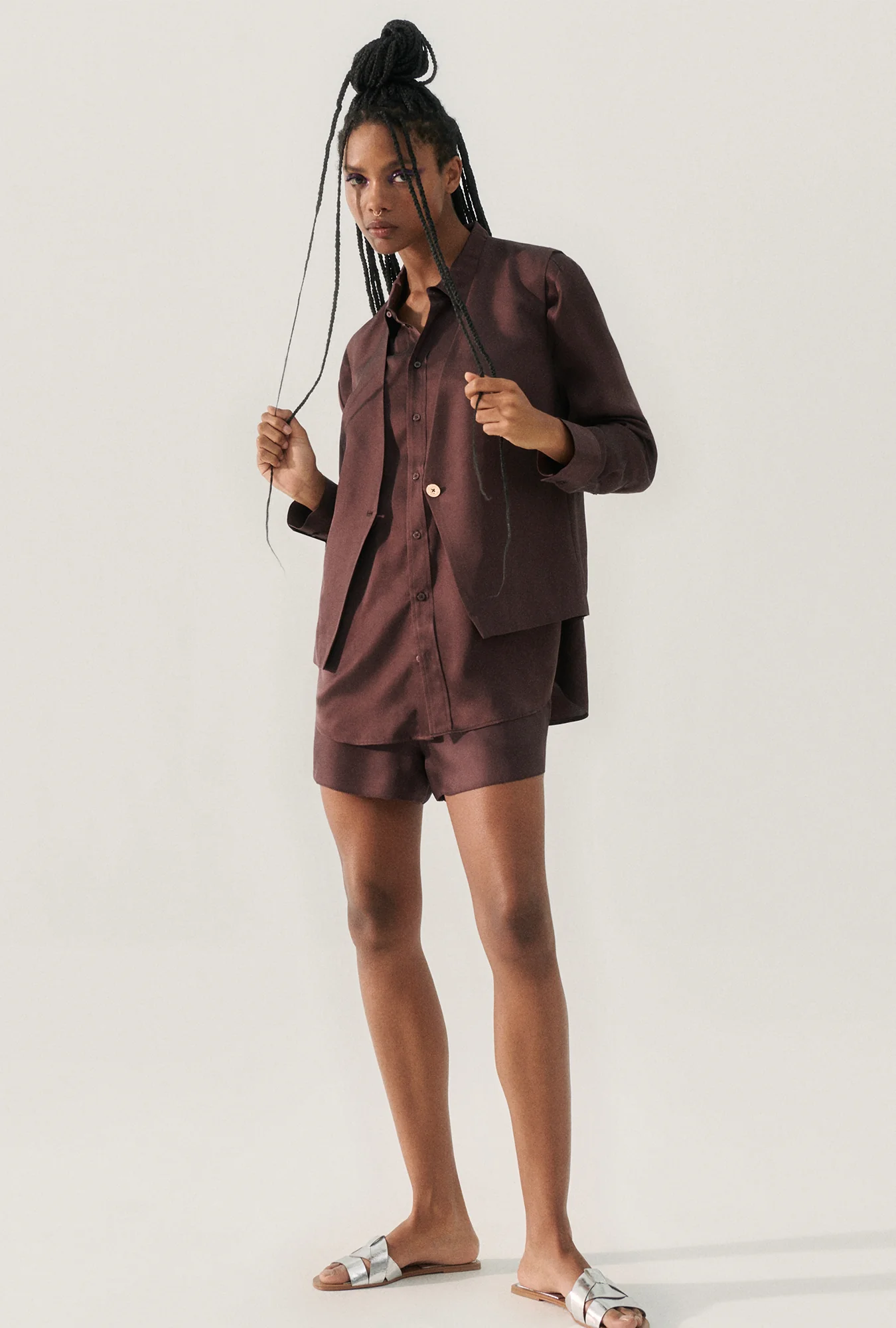 Twill Slouch Vest Cacao - Image 4
