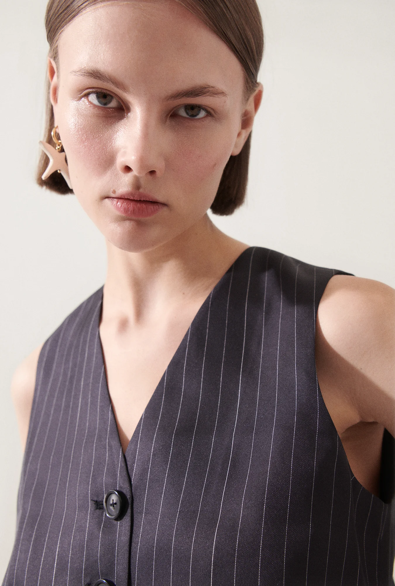 Twill Vest Pinstripe Black/White - Image 5