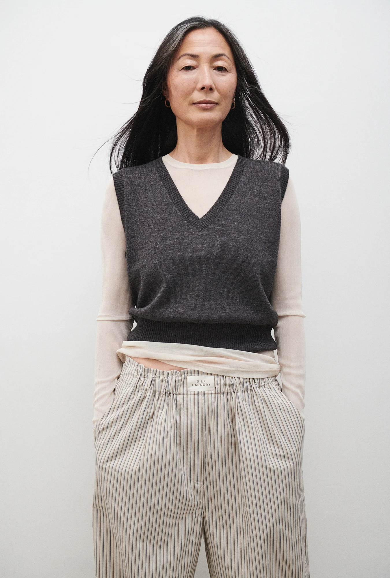 V-Neck Sweater Vest Granite Melange - Image 4