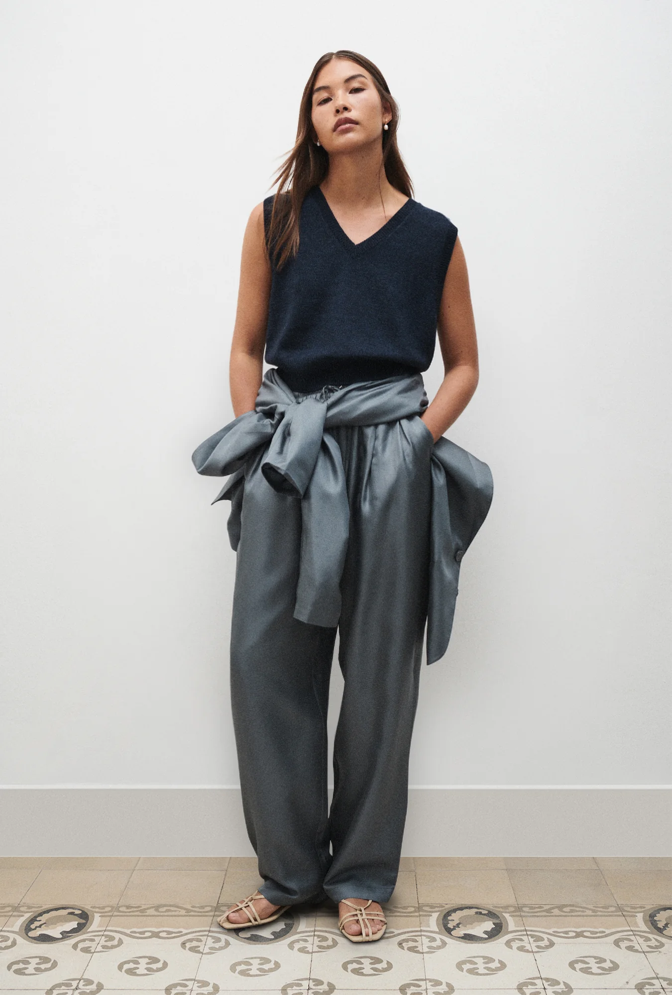 V-Neck Sweater Vest Azul Melange - Image 2