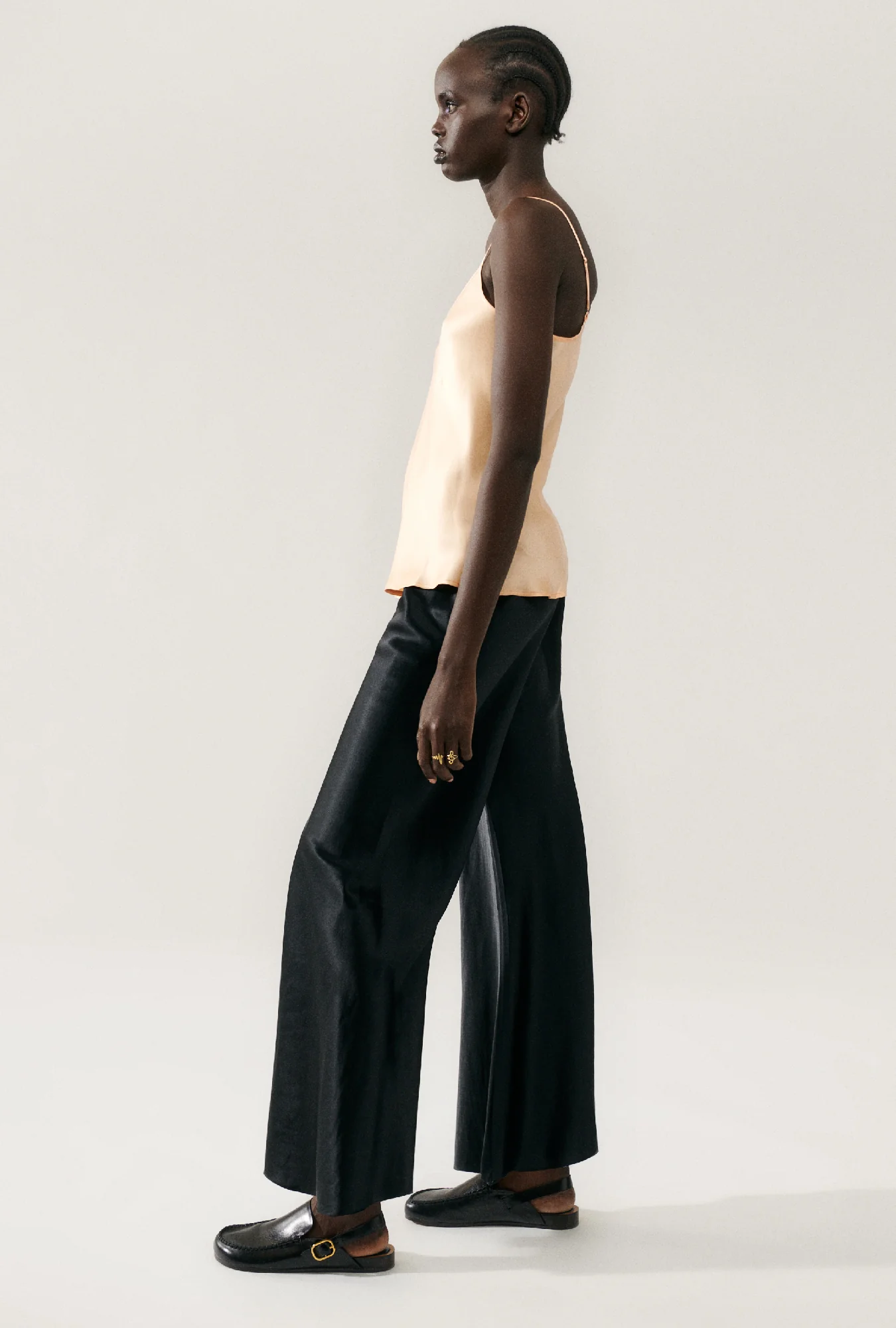 Wide Bias Pants Raw Edge Black - Image 5