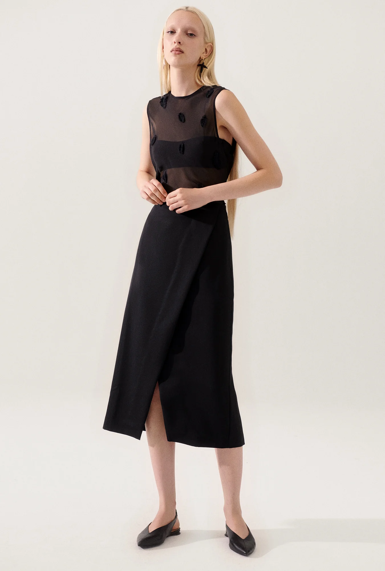 Wool Wrap Skirt Black - Image 6